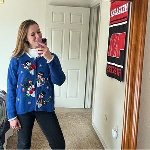 VINTAGE Snowman Christmas Sweater, Embroidered
